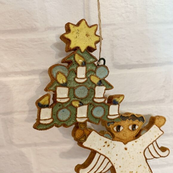 Vintage St. Andrews Abbey Angel Ornament Pottery Stoneware Christmas Tree - Picture 3 of 5